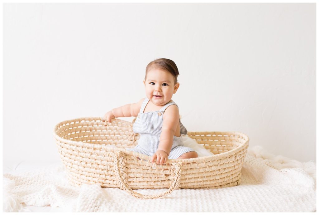 Baby Photography OKC baby boy in Moses basket