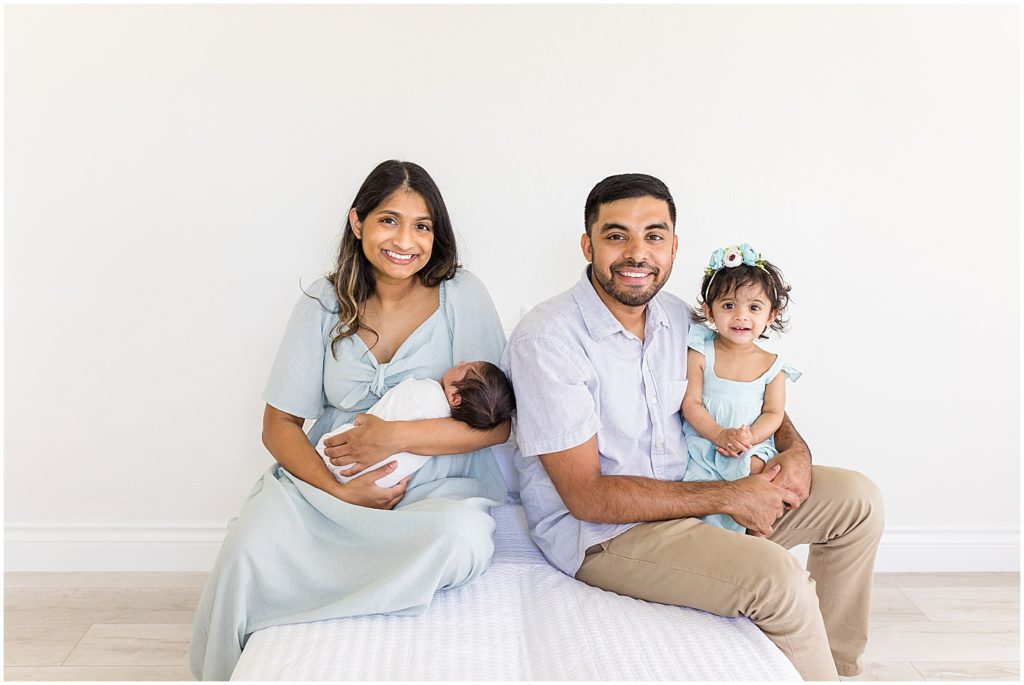 Family and baby and big sister sitting studio session Oklahoma Newborn Photographer