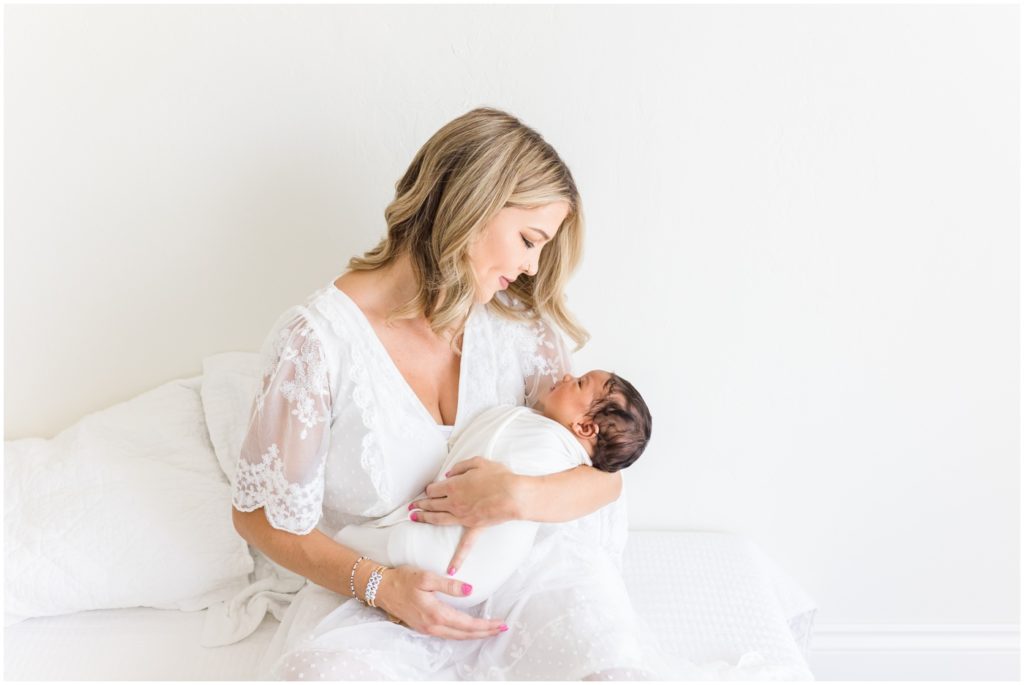 Mother holding Baby Boy Studio Newborn Photography Edmond OK