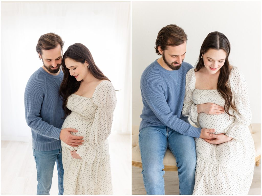 Maternity Photographer Yukon OK Pregnant Mother and Father holding baby bump 